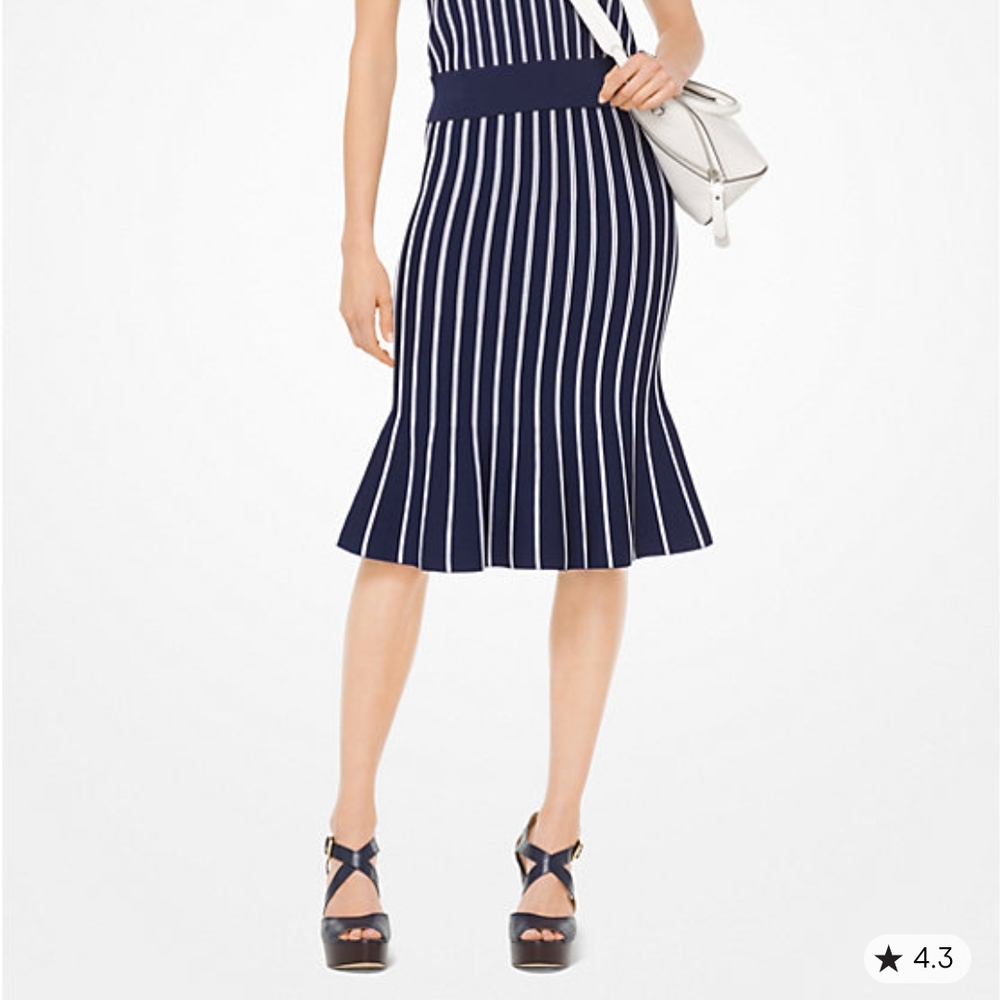 Michael Kors Navy and White Pencil Top & Skirt S